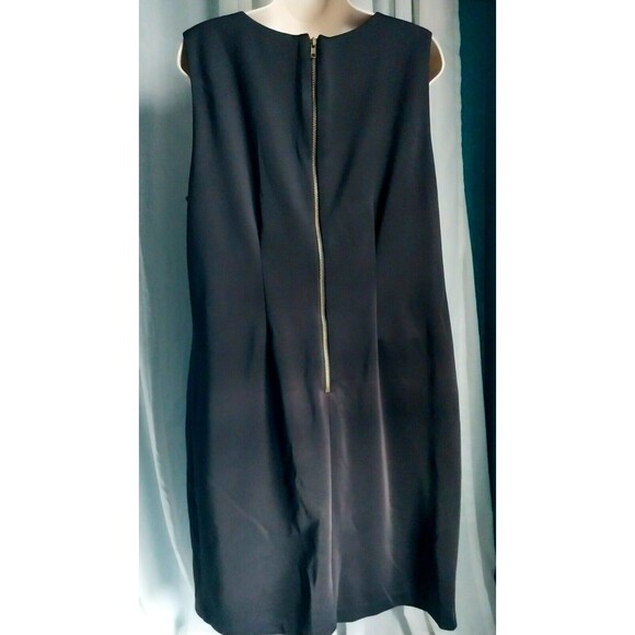 R&M Richards Dress Women's 14w Black White Sheath Zip Back Sleeveless - Picture 7 of 7